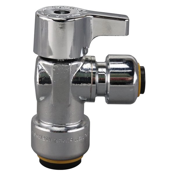 Tectite By Apollo 1/2 in. Chrome-Plated Brass Push-To-Connect x 1/4 in. Push-To-Connect Quarter-Turn Angle Stop Valve FSBVA1214